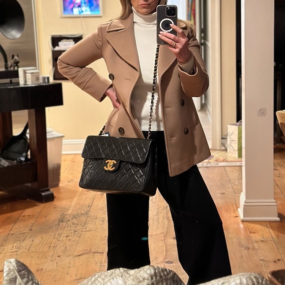 CHANEL $10K + NEW!Classic Black Leather Jumbo Gold Chain Flap Bag +Card/Dust Bag - Picture 13 of 16